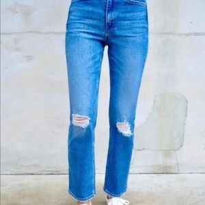 AYR Mid-Blue Distressed Ankle Jeans